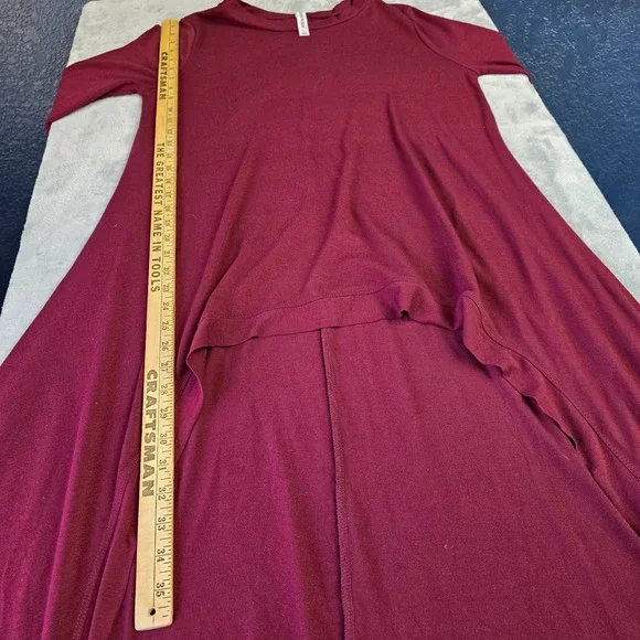 Zenana Premium Women Size Lg Maroon Red Pull On Dress 3/4 Sleeve high low maxi - Picture 4 of 4
